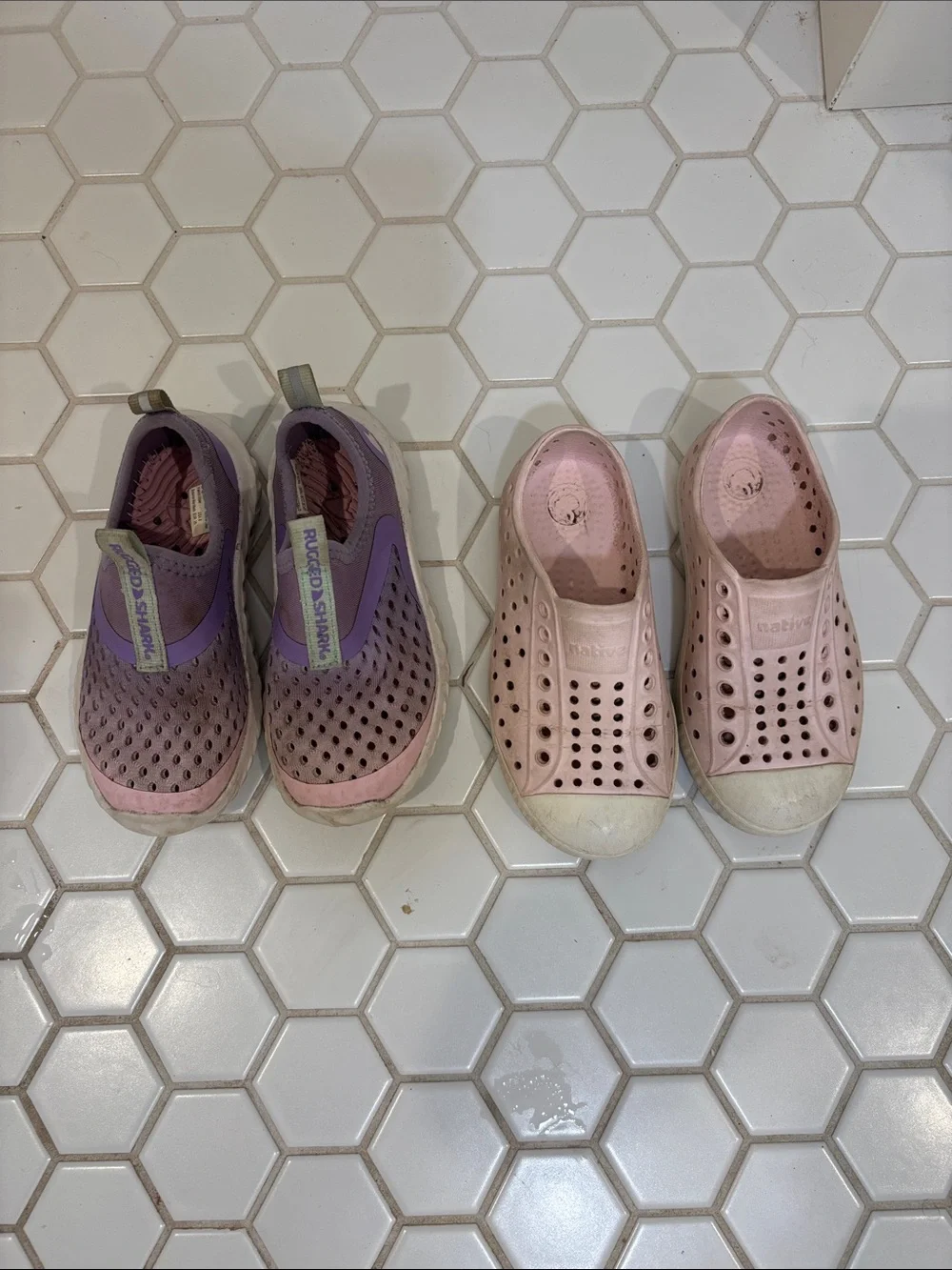 Native Shoes Pink sz 9 + Rugged Shark Purple Sz 8 Slip-On Water Swim Shoes